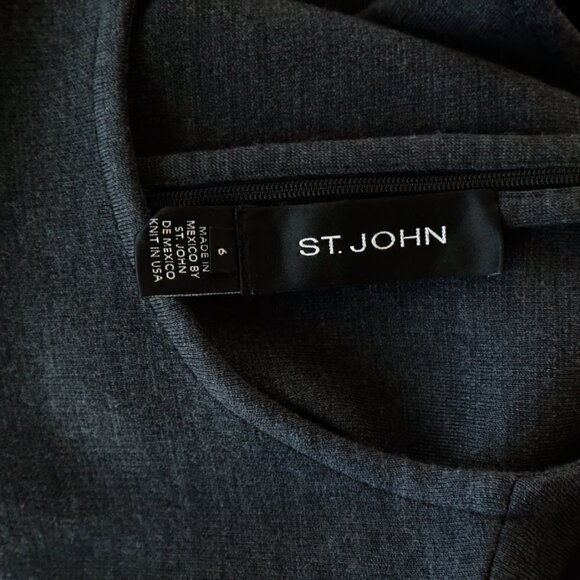 St. John Long Charcoal Gray Milano Smooth Knit Long Sleeve Maxi Gown Dress 6 - Picture 5 of 5